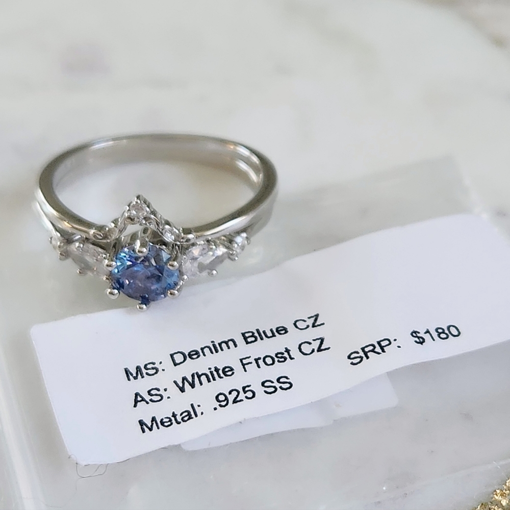 NWT Ryze Denim Blue & White Frost CZ .925 Sterling Silver Rings - Size 10 - Picture 5 of 12